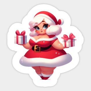 Curvy Mrs. Claus Illustration Sticker